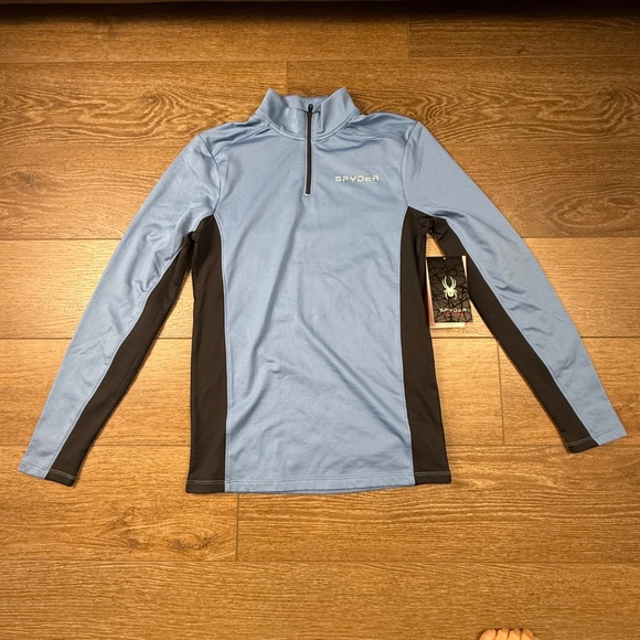 Spyder Men's Quarter Zip Pull-Over Shirt, SET OF 2, NWT, Blue, Maroon Sz S - Picture 4 of 16